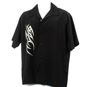 D Dragon Clothing  Men's Size Medium  Black Short Sleeve Casual Button Up Shirt